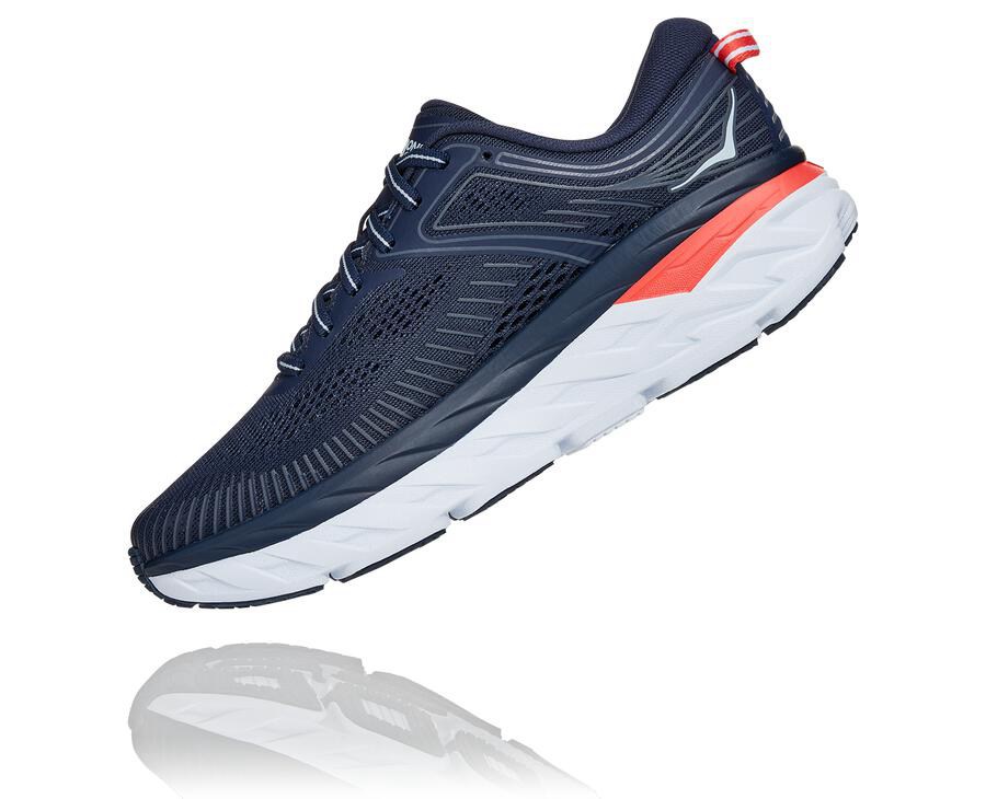 Tenis Hoka One One Mujer Azul Marino/Blancos - Bondi 7 - JART94508